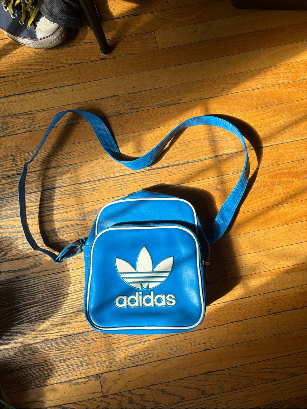 Vintage adidas Blue Trefoil Mini Messenger Bag with White Logo